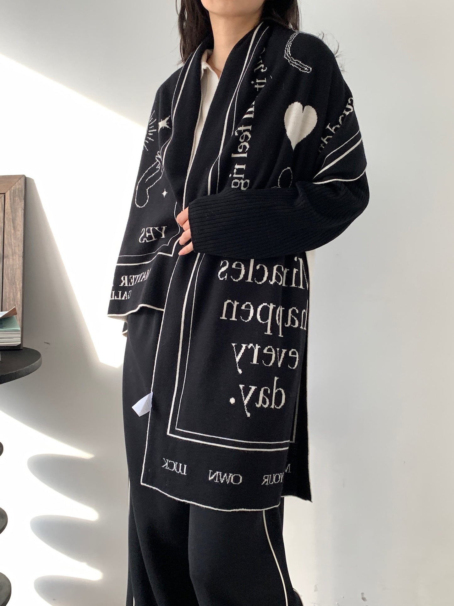 Unlimited Miracles Scarf (White & Black)