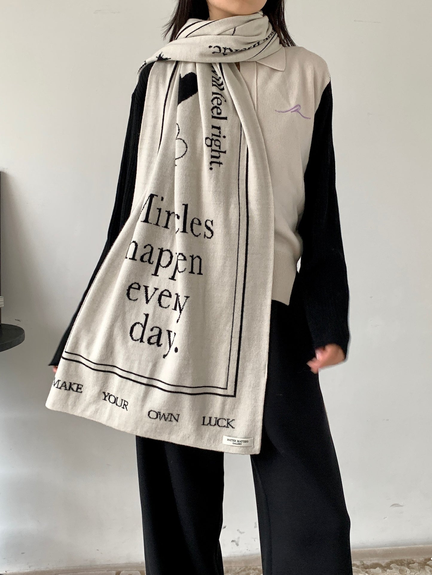 Unlimited Miracles Scarf (White & Black)