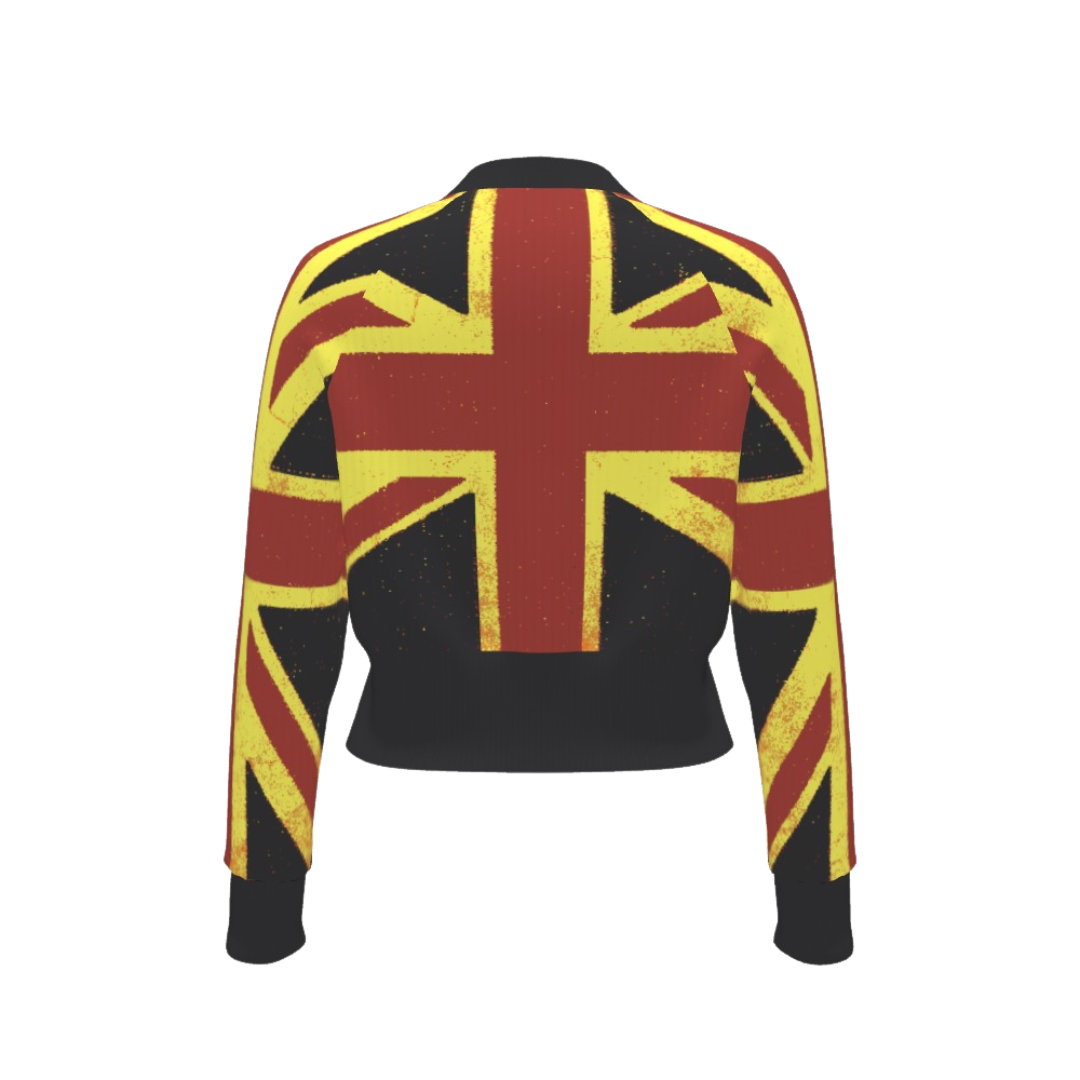 Distressed Union-Jack Cropped Cardigan