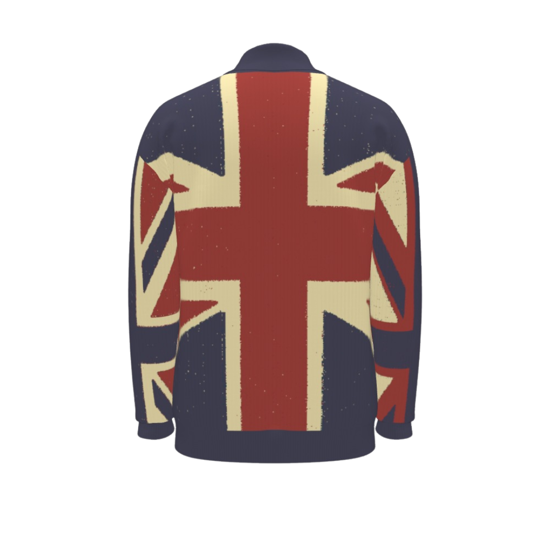 Distressed Union-Jack Shawl Collar Cardigan