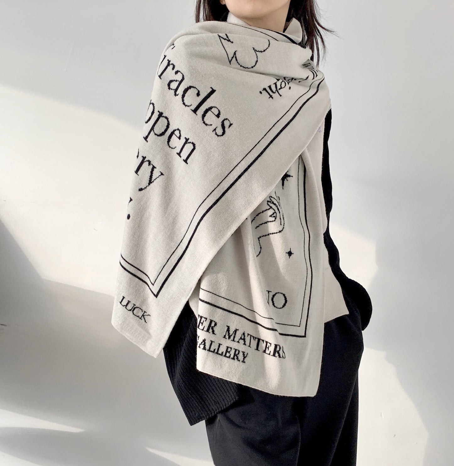 Unlimited Miracles Scarf (White & Black)