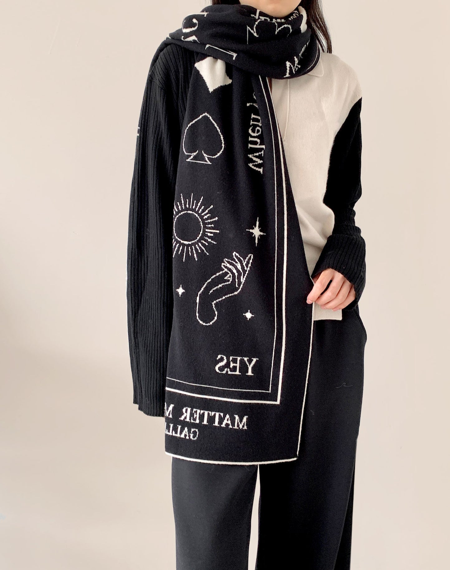 Unlimited Miracles Scarf (White & Black)